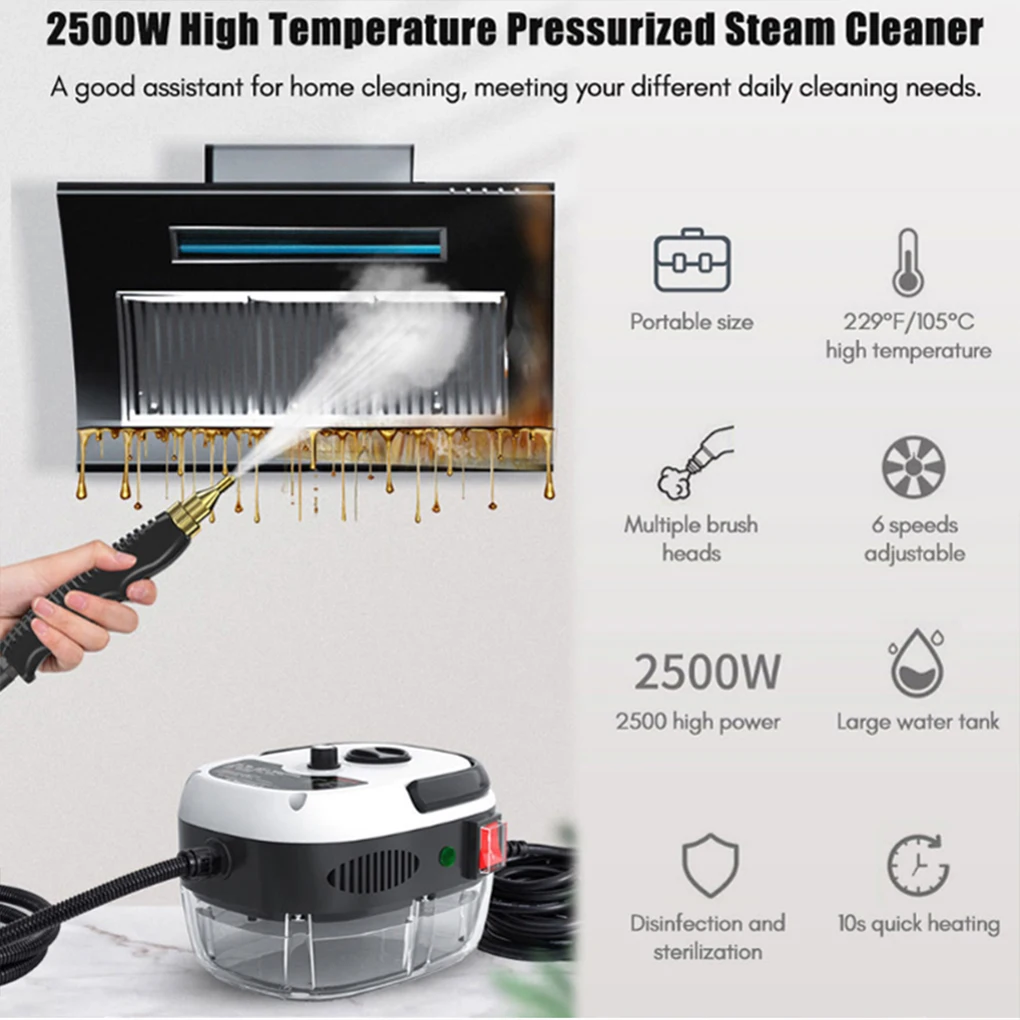 2500W High Pressure High Temperature Household Intelligent Steam Cleaner Air Conditioner Kitchen Car Portable Steam Cleaner 2