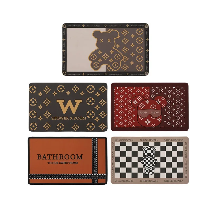 

Cute Teddy Bear Bath Mat Happy Polo Sport Doormat Flannel Carpet Outdoor Rug Home Mat
