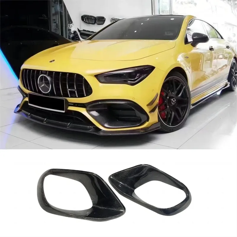 

Carbon Fiber Front Bumper Air Vent Outlet Cover Trim for Mercedes Benz W118 CLA45S AMG Sport 2021 FogLamp Grill Frame