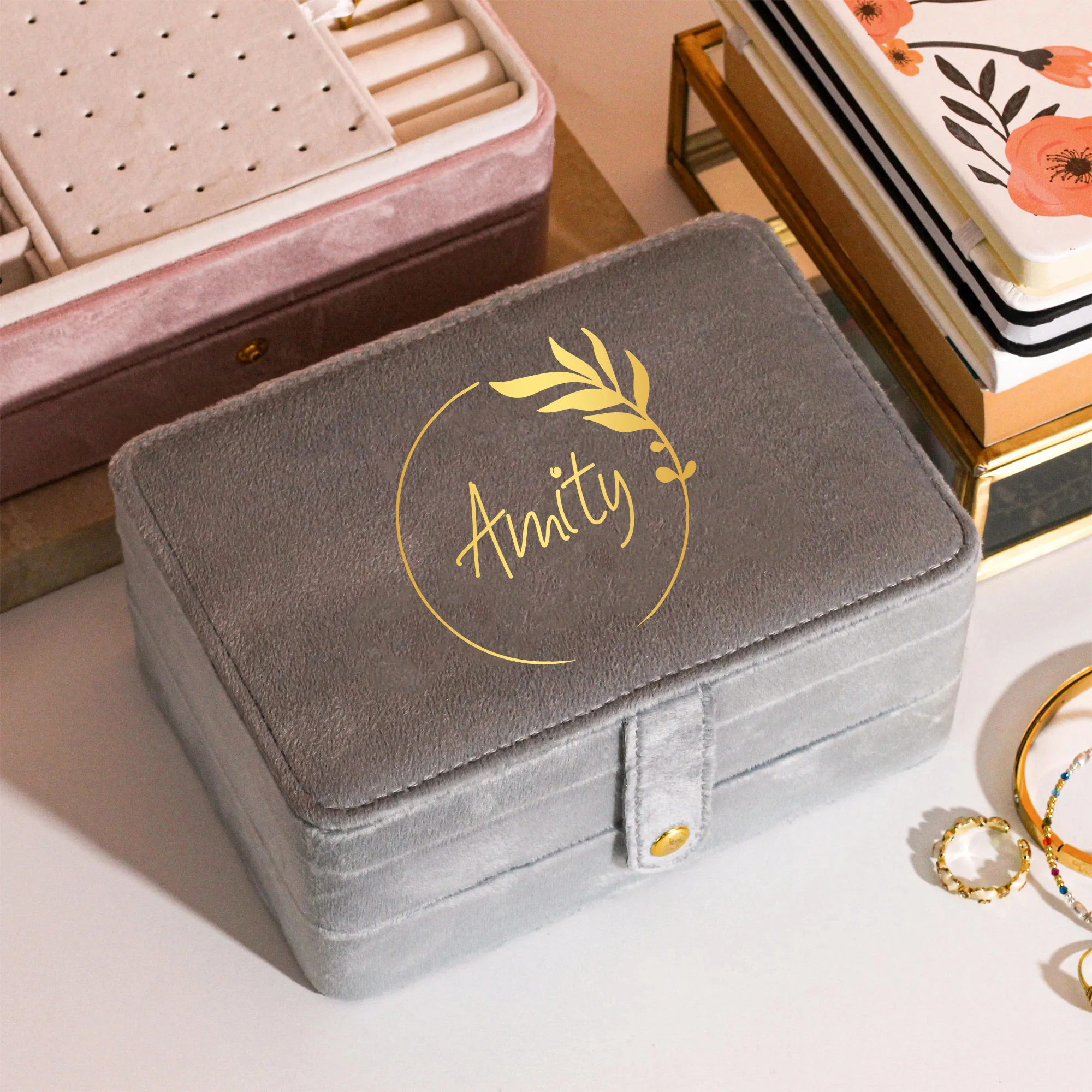 Custom Personalized Portable Travel Jewelry Case Bridesmaid