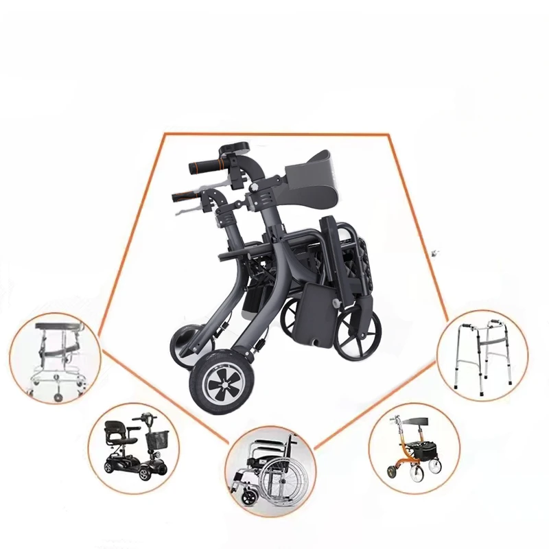 

Cross Era Intelligent Elderly Driving Electric Wheelchair Disabled Crutch Four Wheel Folding Rehabilitation Training Vehicle