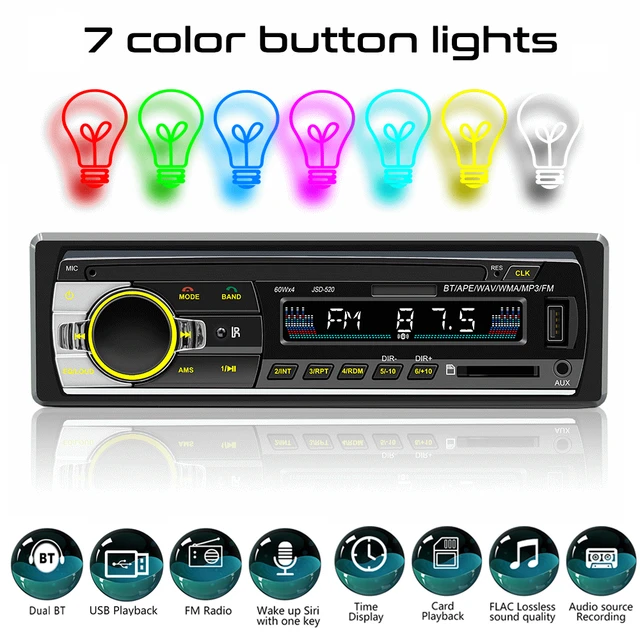 Car Radio Stereo Player Digital Bluetooth Car Mp3 Player 60wx4 Fm