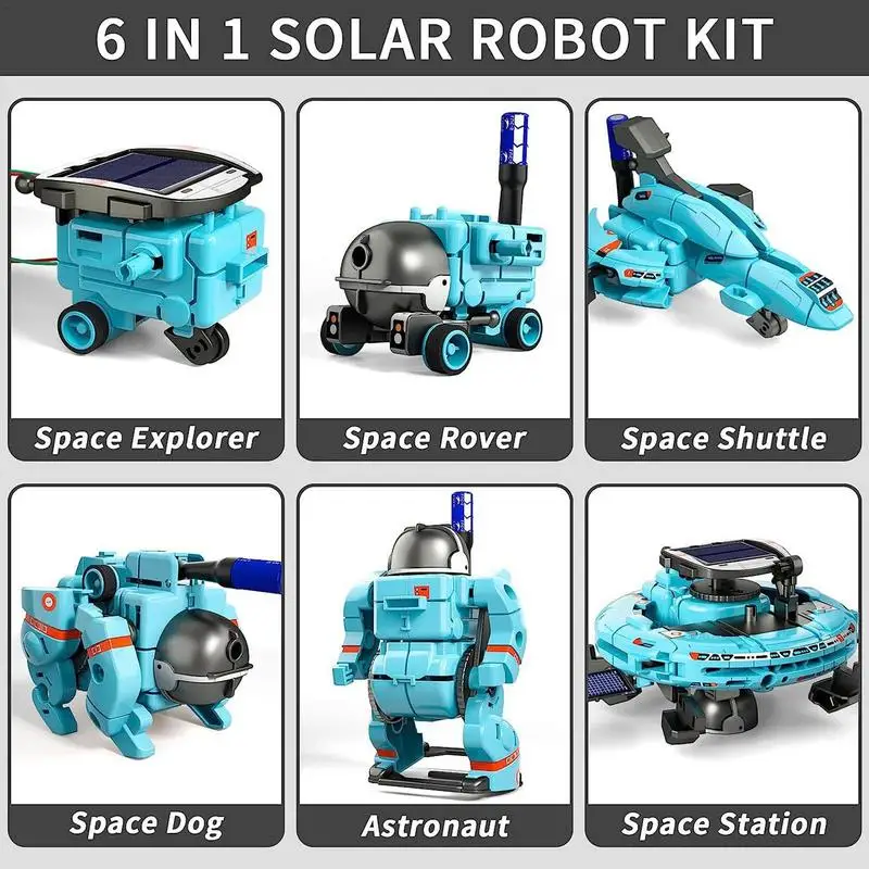 6 In 1 Solar Robot Kit Kids Educational Toys STEM Technology Learning Block Spaceship Robotics Scientific Toy Children Gifts