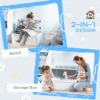 2-IN-1 Toy Chest, Kids Storage Bench Cabinet with Safety Pneumatic Rod, Grey 4
