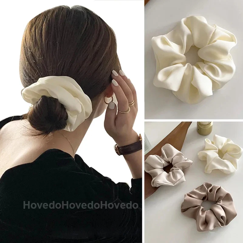 

Elegant Silk Elastics Hair Band Solid Color Scrunchies for Women Girl Ponytail Holder Hair Rope Korean Hairband Hair Accessoires