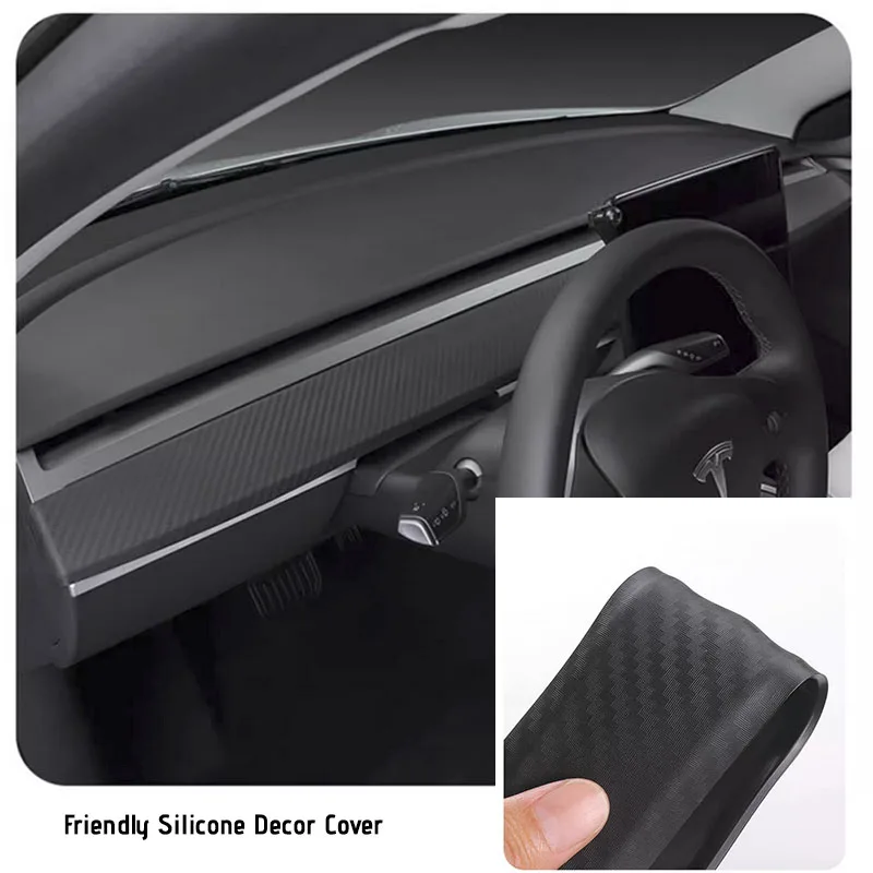 

Soft Silicone Decor Adhensive Trims For Tesla Model Y/3 2021-23 interior Dashboard&Door Wood Modifi Cover Car Styling Mouldings