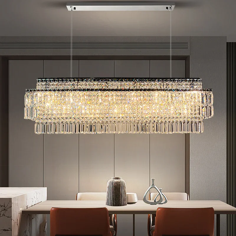 

Classic Luxury Crystal Chandelier Hotel Lobby Bar Counter Pendant Light Luxurious House Villa Hanging Lamp for Home Living Room