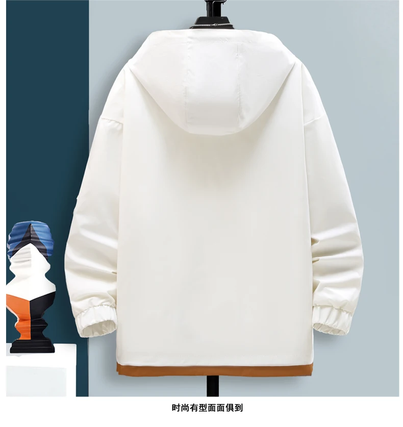 Herren Freizeit-Kapuzenjacken Streetwear Winddichte Lockere Mäntel Outdoor Übergrößen M-4XL 2026 Frühling Herbst Kapuzenoberteile für Jugendliche – Detail 2