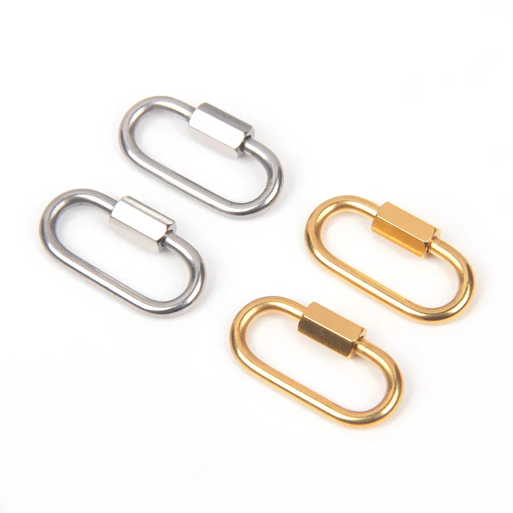 

Showsang 2pcs Stainless Steel Heart Screw Lock Clasp Gold Oval Carabiner Lock Hook Spiral Clasps for Necklace Bracelet Making