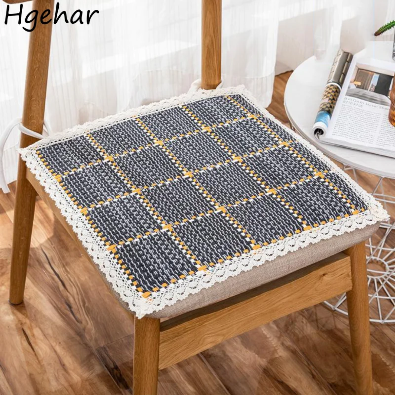 

Seat Cushions Anti-slip Office Living Room Chairs Mats Plaid Modern Household Thin Square Cushion Soft Stool Pads Four Seasons