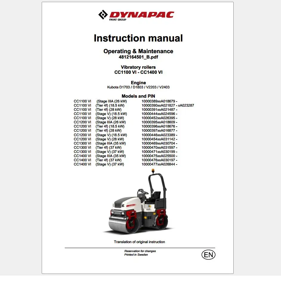 

Dynapac Machinery 34.6 GB PDF EN 2022 Part Catalog Operator & Maintenance Manual Full DVD