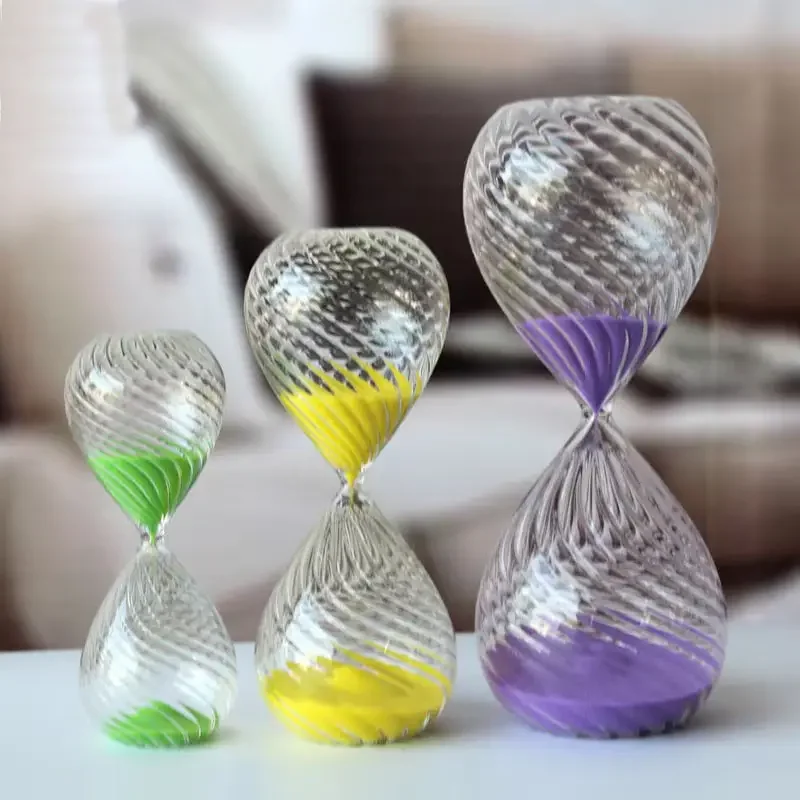 5/15/30 Minutes New Glass Hourglass Multi-Coloured Sand Timer Threaded Sand Clock Family Table Decoration Crafts Children's Gift 4