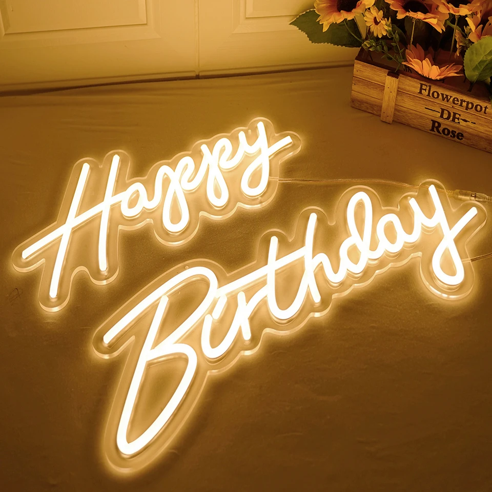 Insegna Al Neon 'Buon Compleanno' | LED USB 42x31cm - Decorazione Per Feste E Pareti - Foto 8