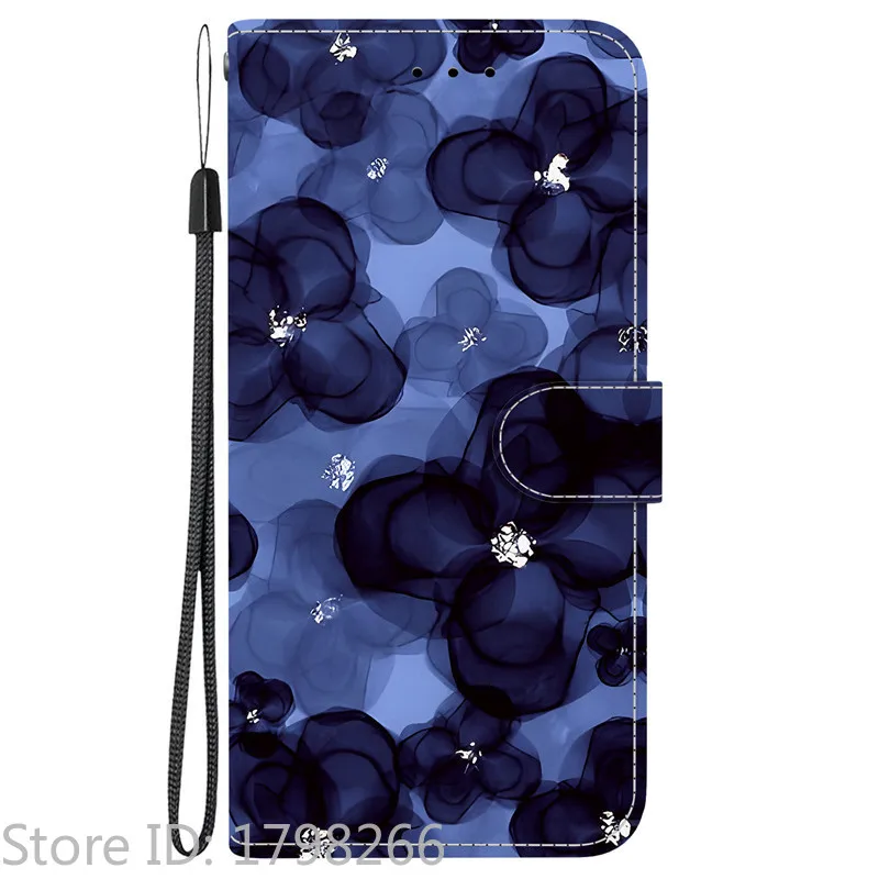 Elegant Colored Flower Wallet Phone Case - Magnetic Flip Leather Cover with Cute 3D Pattern