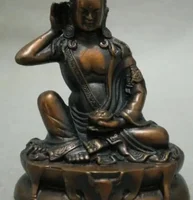 YM 304 8CM Old Tibet Buddhist Bronze Milarepa Arhat Buddha Ride Deer Head Statue 1