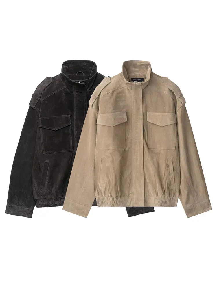 HH Autumn Jacket For Women Long Sleeve Zipper Overcoat Bomber Jackets Loose Coats With Pocket Female 2025 Fashion Lady Outwear