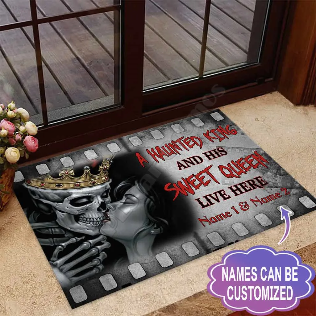 

A Haunted King And His Sweet Queen - Skull Custom You Name Doormat Doormat Non Slip Door Floor Mats Decor Porch Doormat