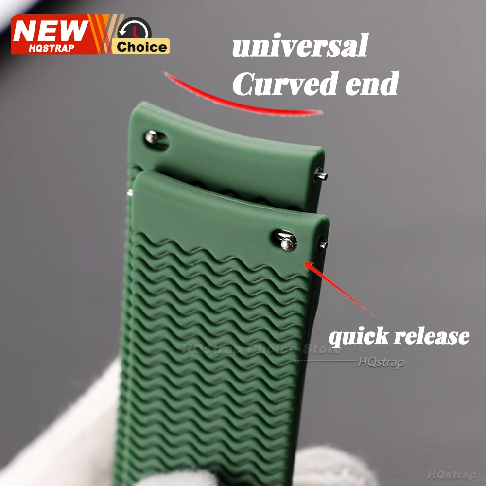 Curved End Waterproof Silicone Watch Strap Belt - Universal Wristband