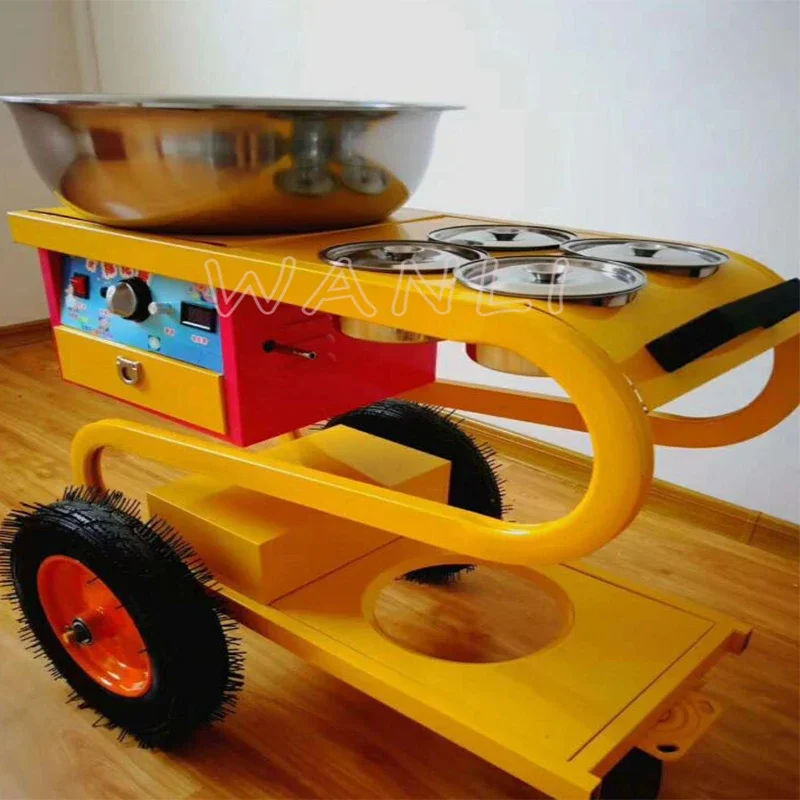 220V 120W Fancy Cotton Candy Machine with Vents Commercial trolley Type Gas Electric Flower type Cotton Candy Machine 3