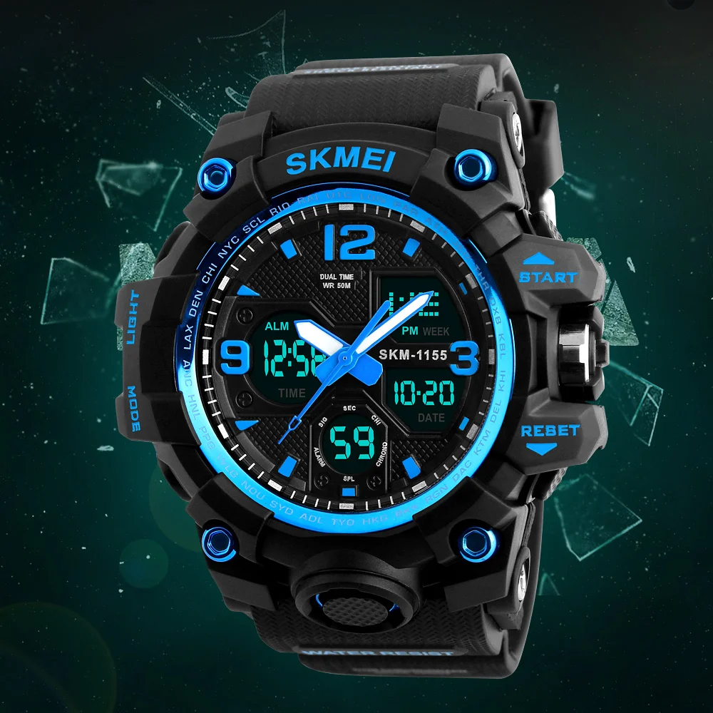 SKMEI 1155 Digital Military Watch for Men Sports Waterproof Large Mens Electronic Wristwatches Shockproof LED Display Clock 1637 5