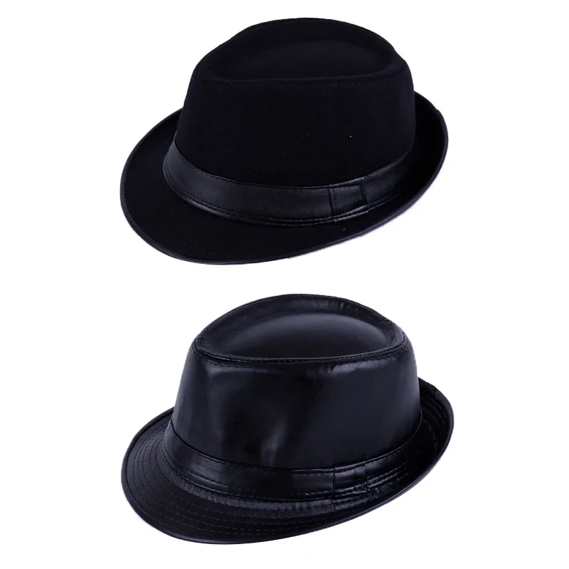 Monocromático Fedoras Vintage britânico para homens, chapéu de jazz top, chapéu-coco adulto, versão clássica, boné de lã cavalheirendy, inverno