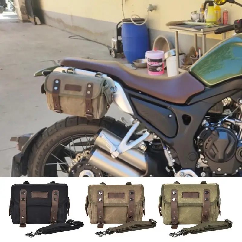 

Motorcycle Saddle Bag Canvas Rear Seat Storage Bicycle Bags Universaal Side Bag With Removable Waterproof Bike Tail Bag Side Bag