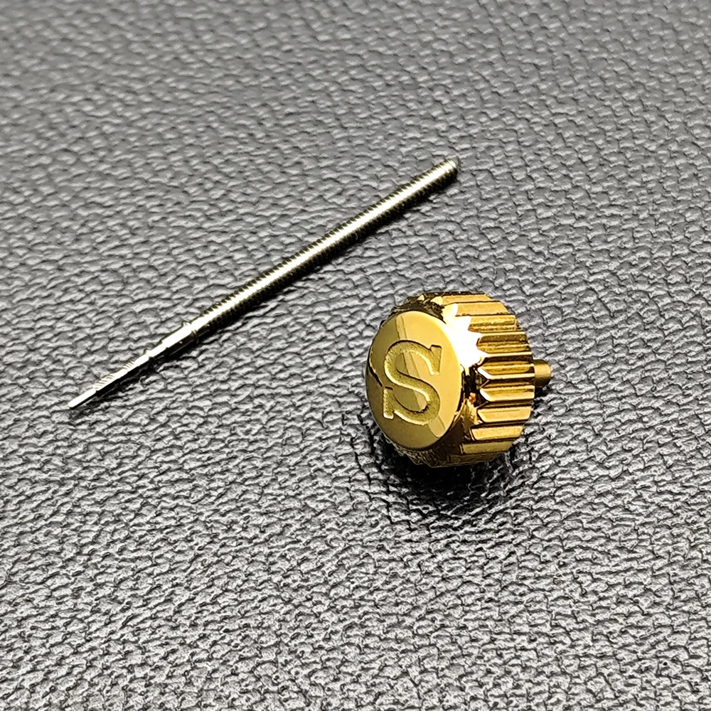 Silver/Gold Screw Replacement with Engraved S Symbol on Crown - Watch Accessory with Crown Tube