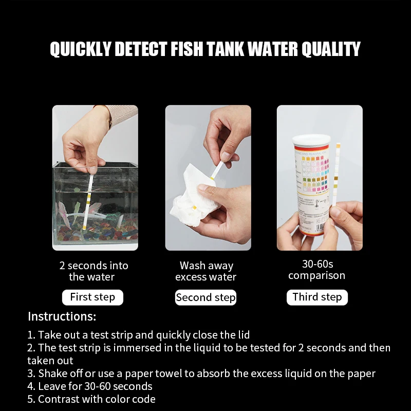 50Pcs Multipurpose 7 in 1 PH Test Paper Fish Tank Aquarium Water Test Kits Tools Accessories Swimming Pool Water Tester Paper