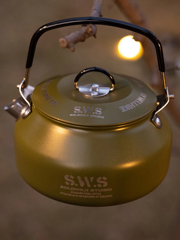 غلاية محمولة للتنزه بسعة 0.8 لتر مع مقبض خفيف الوز...