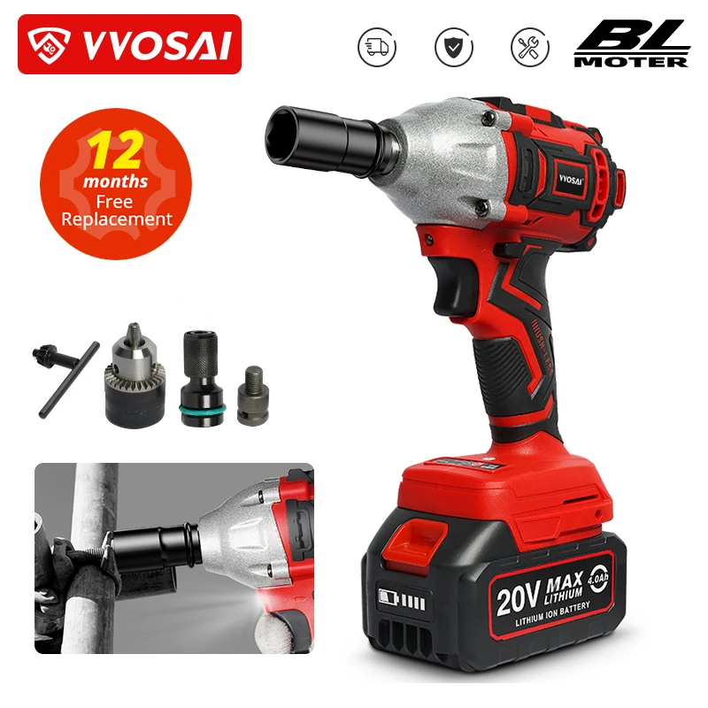 Wosai 20v Cordless Brushless Electric Wrench Impact Wrench Socket