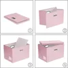 Foldable Storage Bins with Lids [5-Pack] Leather Fabric Collapsible Storage Boxes Organizer Containers Baskets Cube 6