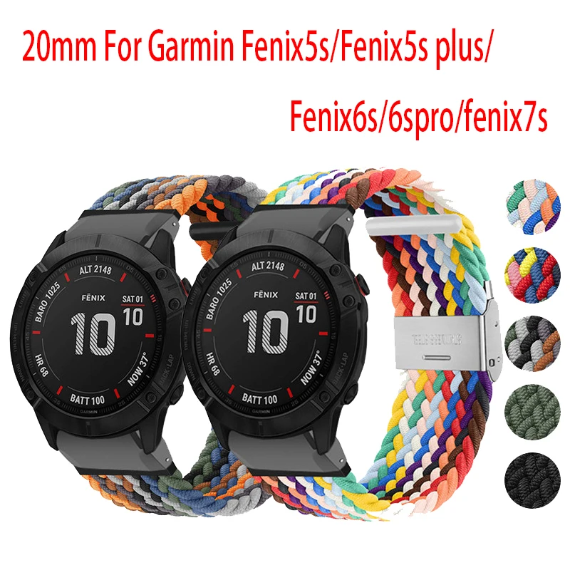 

20mm Elastic Braided Strap For Garmin Fenix5s/Fenix5s plus/Fenix6s/6spro/fenix7s Watchband Nylon Bracelets