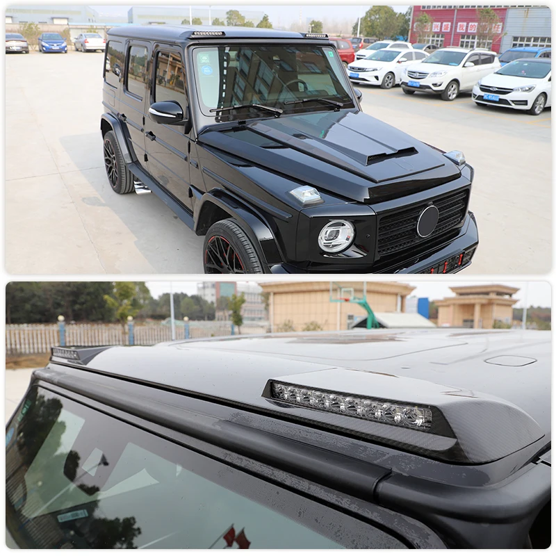Car Front Roof Spoiler Carbon Fiber for Mercedes Benz G Class W463 W464 G550 G63 AMG 2019 UP Front Roof Wing Lip with Light 2
