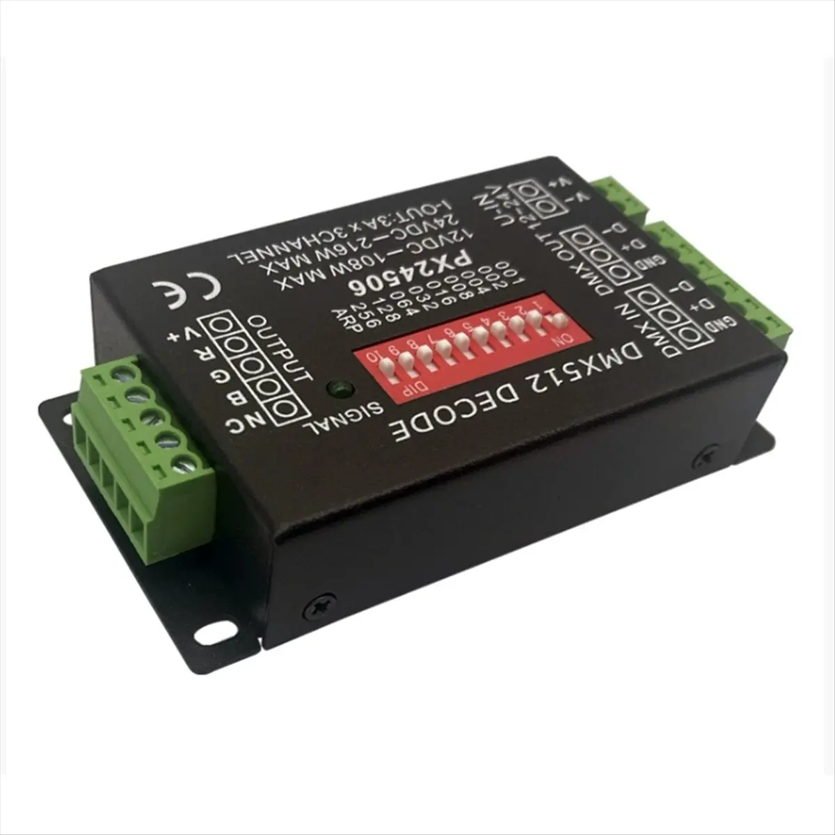 《공장 직판》PX24506 DMX512 디코더 드라이버 DMX512 3CH X 3A 증폭기 108W-216W12V 24V DC LED 컨트롤러(RGB LED 스트립 조명용)
