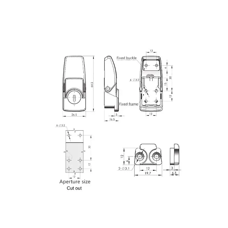 Cabinet Black Coated Metal Hasp Latch DK604 Security Toggle Lock Two Keys metal hasp latch