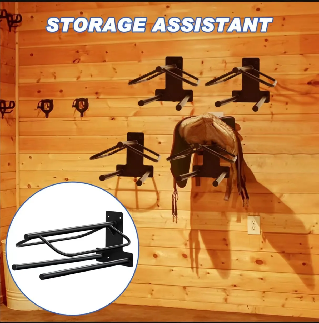 1 Pack Saddle Rack Wall Mount Saddle Stand Saddle Pad Rack Horse Tack Storage for Western Saddles Horses Blanket Accessories 4