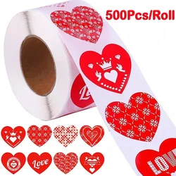 500pcs/roll Red Heart Shape Labels Valentine's Day Paper Packaging Sticker Candy Dragee Bag Gift Box Packing Bag Wedding