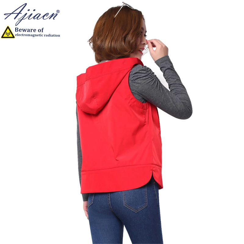 Genuine EMF shielding women hooded zipper vest Daily office phone