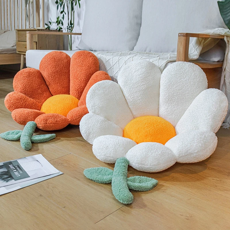 Flower Pillow Office Chair Lumbar Back Cushion Cute Plush Sofa Throw Pillows Soft Elastic Decor Cushions Winter Floor Futon Mat