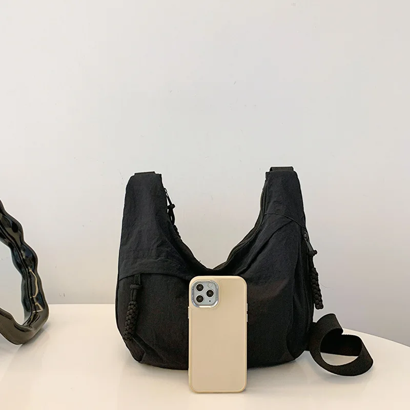 Summer Vintage Crinkle Nylon Shoulder Bag - Multi-Functional Convertible Messenger Tote, Lightweight Spacious for Travel