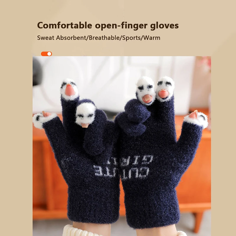

Вязаные перчатки для студентов милые зимние офисные эластичные удобные материал для езды на велосипеде дамские жаккардовые милые плюшевые теплые перчатки для сенсорных экранов