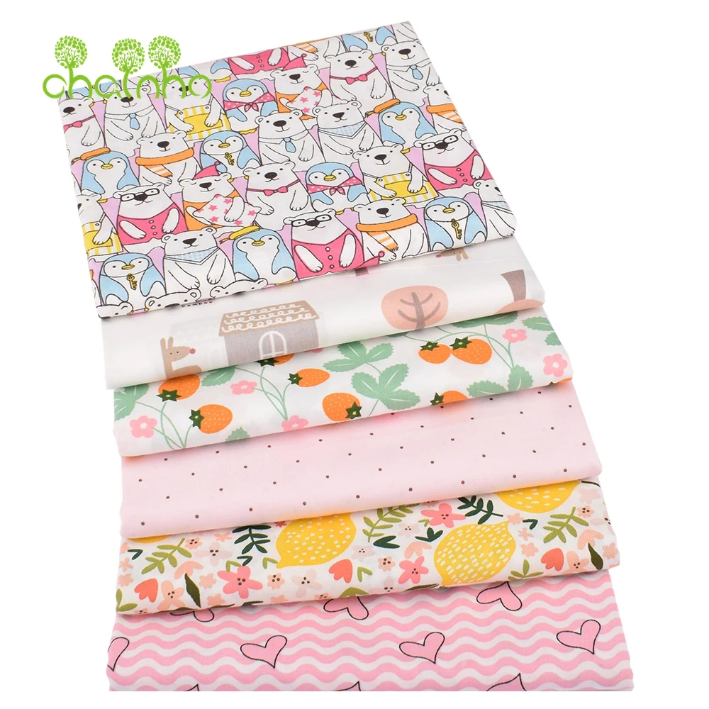 

Chainho,Printed Twill Weave Cotton Fabric,Patchwork Cloth,DIY Sewing Quilting Material,Pink Cartoon Series,3 Specification,QC10