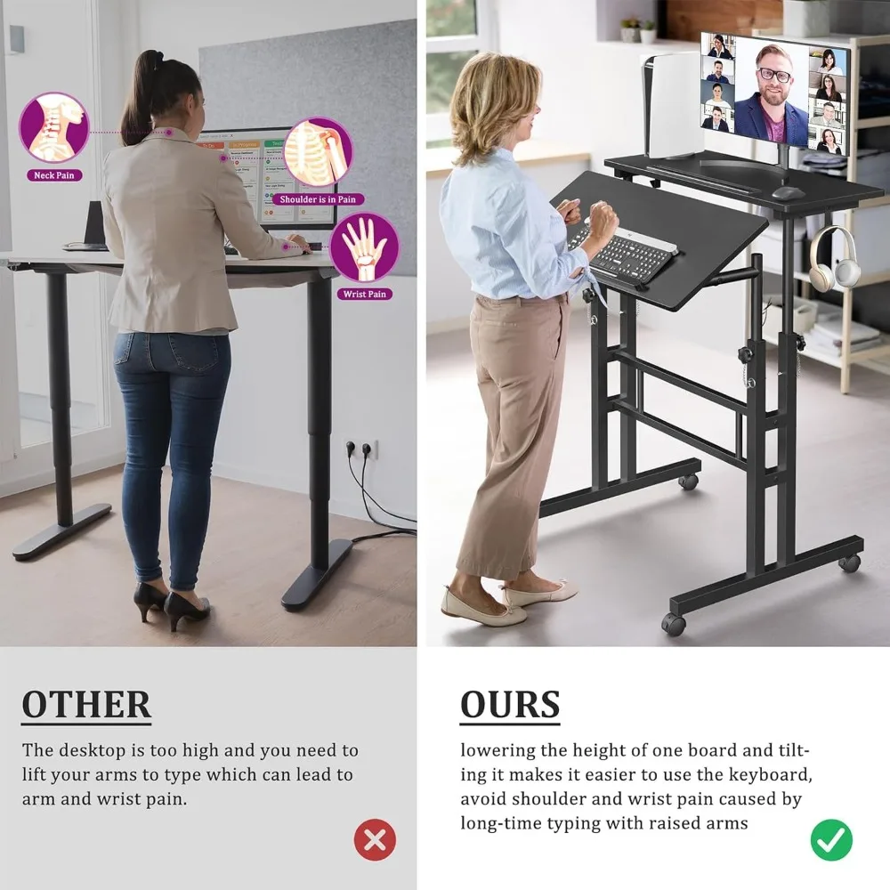 Portable Rolling Standing Desk 3
