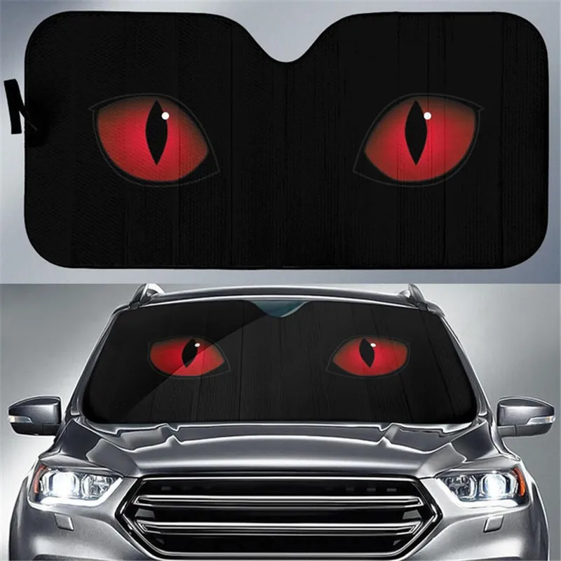 

Evil Eyes Car Sun Shade Windshield Red Eyes Sunshade Reflective UV Rays Protector Visor Cover Foldable for Car Truck SUV