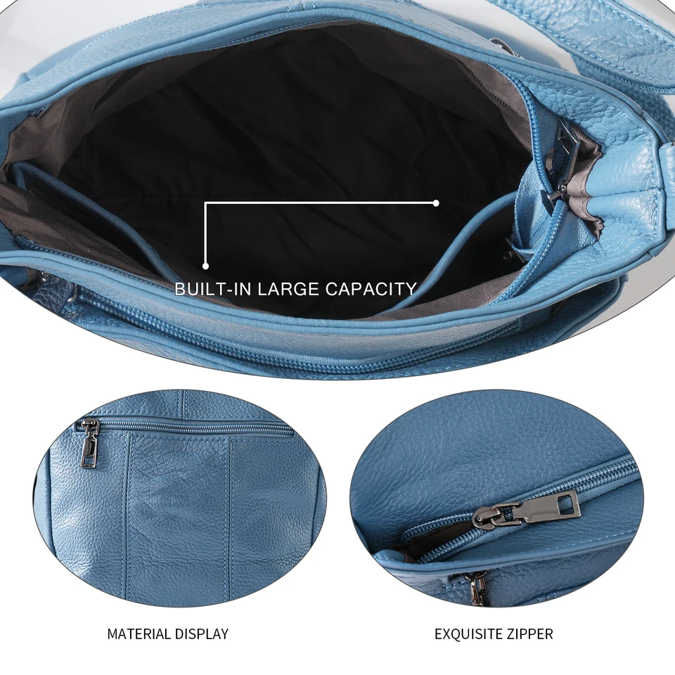ANGENGRUI Neue lässige Umhängetasche aus echtem Leder für Damen mit mehreren Fächern_voghion.com