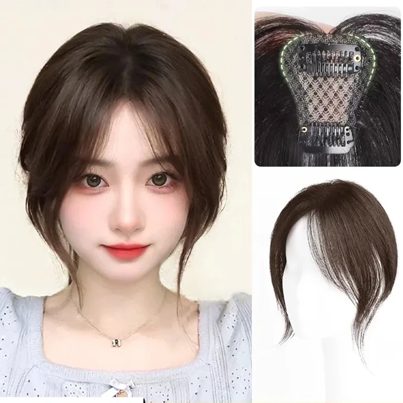 Reissue Block Replacement Wig Eight Shaped Bangs Forehead Hair Patch Clip In Invisible Top Hairpieces Cover White Hai 10pcs jj 15 hair dryer switch accessories fh eight pin three gear cold and hot air toggle button lq