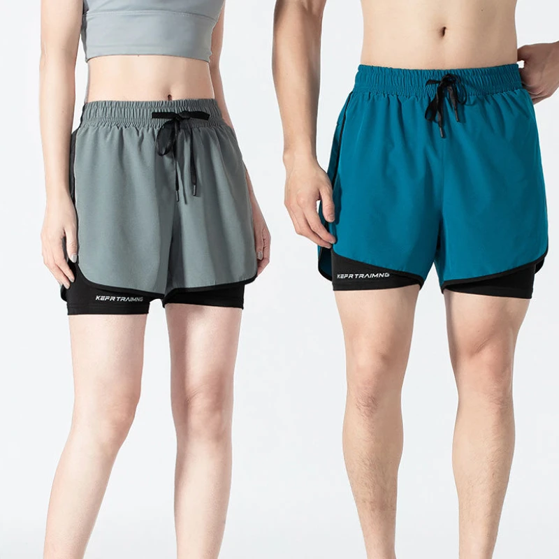 Pantalones cortos 2 en 1 para correr para mujer, Shorts transpirables de secado rápido, entrenamiento activo, ejercicio, trotar, ciclismo, holgados, Verano - Imagen 4