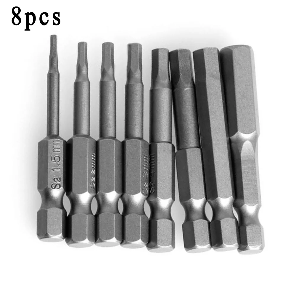 

8Pcs 2'' Hex Key Bit Set Quick Change Connect Release Hex Key Bits For Impact Driver Drill Power Tool Accessories 1.5mm-8mm