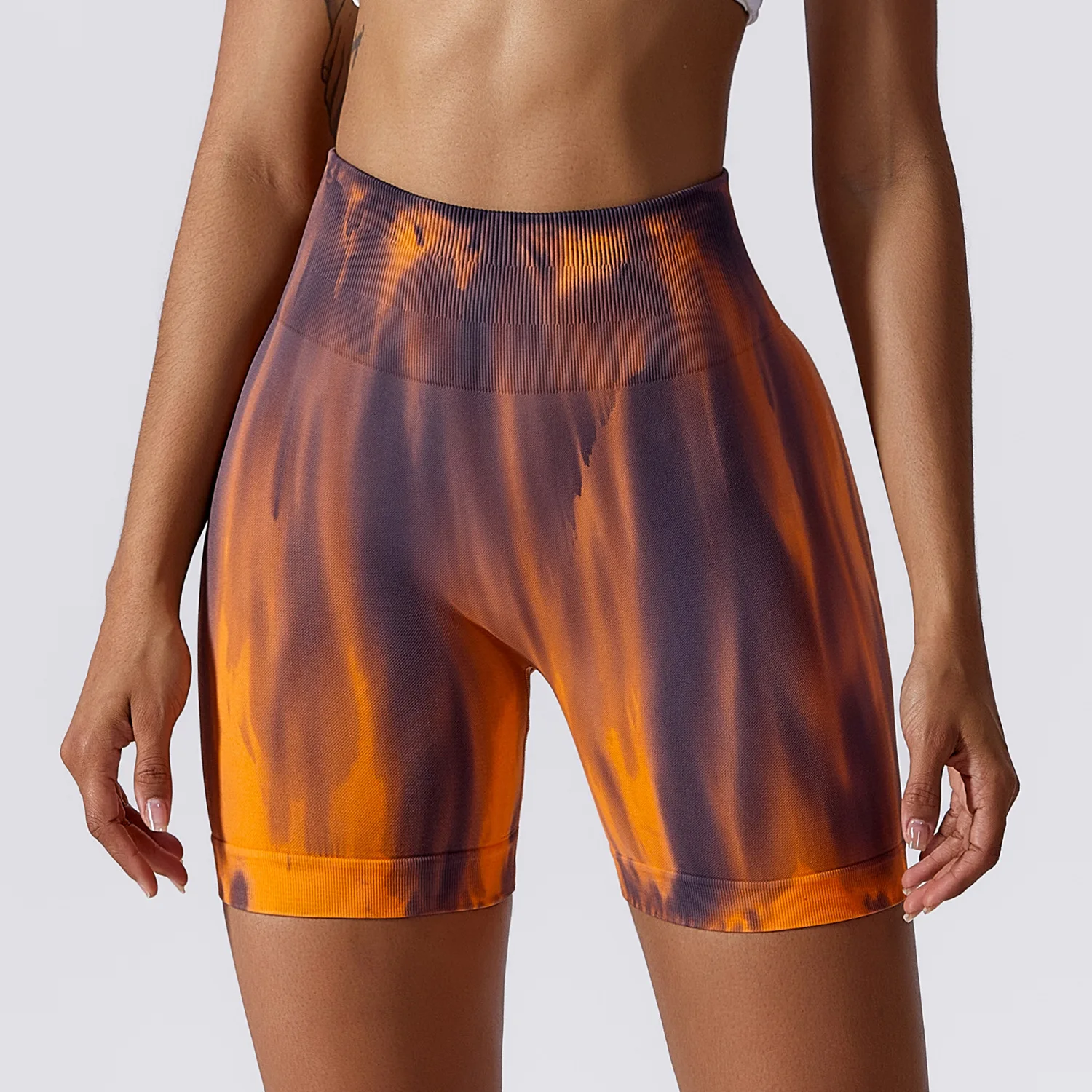 Sports Shorts Women Scrunch Butt Push Up Aurora Tie Dye Fitness Running Cycling Yoga Elastic Tight