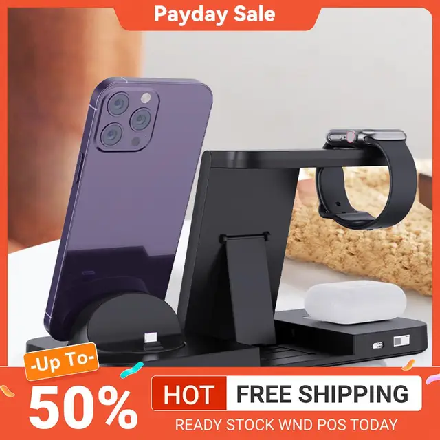 6 in 1 Foldable Fast Wireless Charging Station Wireless Charger Stand Fast Magnetic Charging Stand Dock for  Devices 1